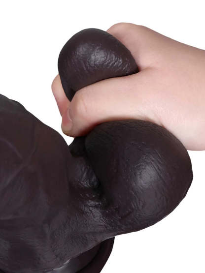 Wade | 8.8" x 2.2" Soft Thick Sliding Skin Black Dildo with Lifelike Dual Density Feel