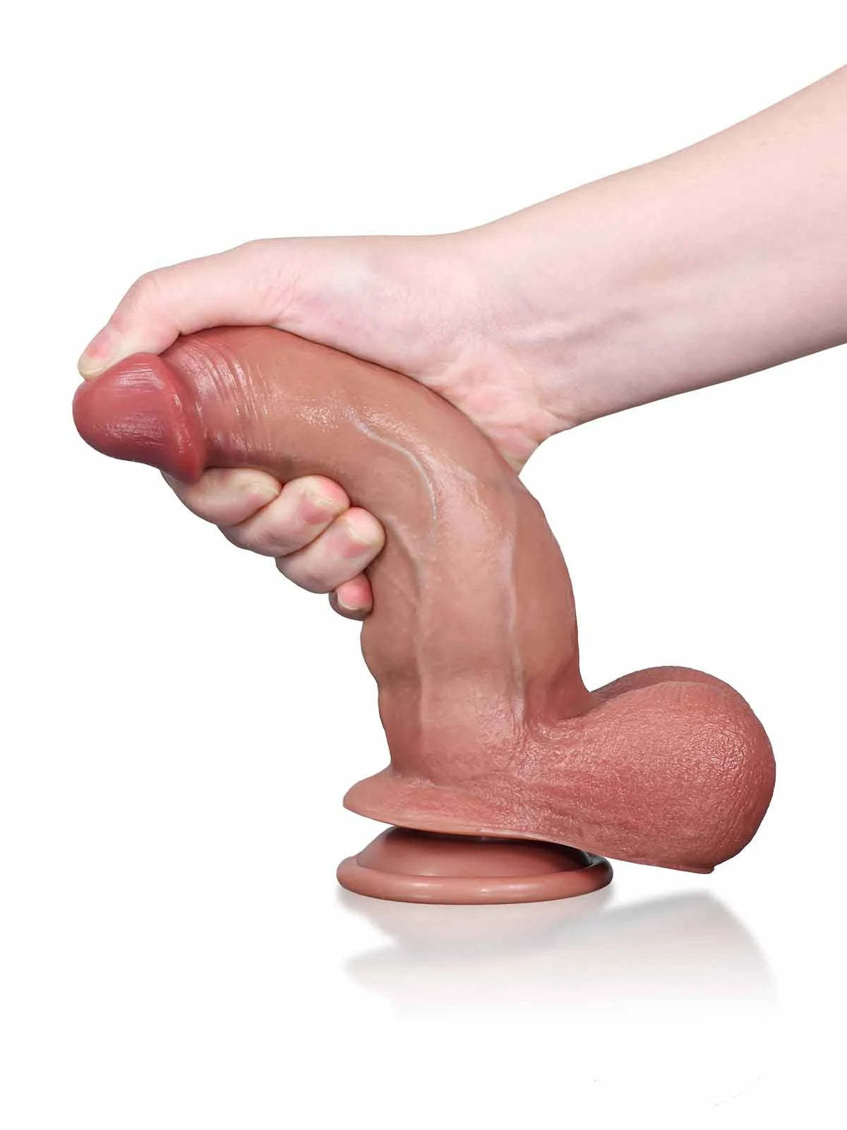 Cato | 8" x 2" Sliding Skin Silicone Dildo With Balls