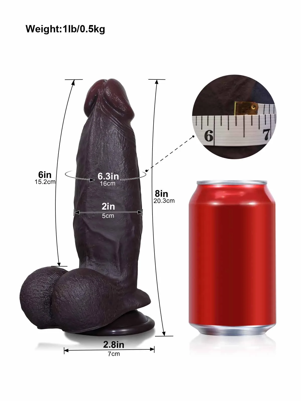 Cato | 8" x 2" Sliding Skin Silicone Dildo With Balls
