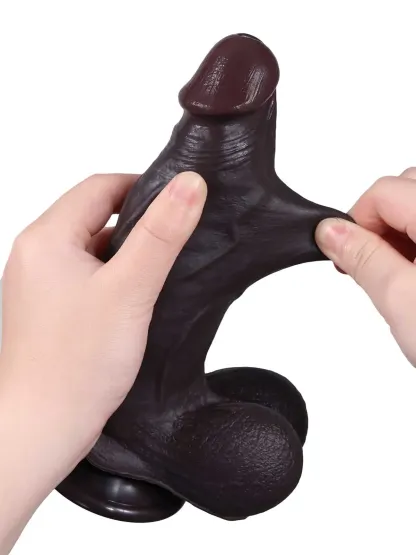 Cato | 8" x 2" Sliding Skin Silicone Dildo With Balls