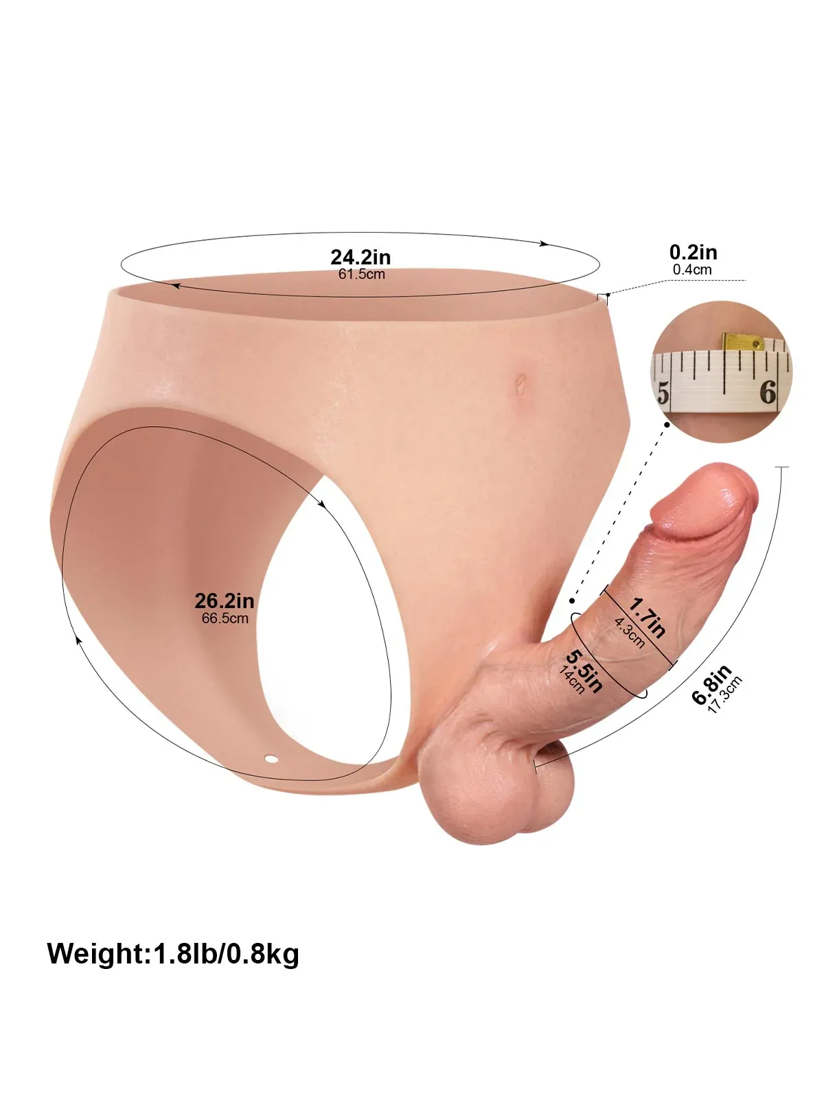 Oscar 6.8" x 1.7" Wearable Solid Shaft Soft Balls Silicone Strap-On Dildo For Lesbian Couples