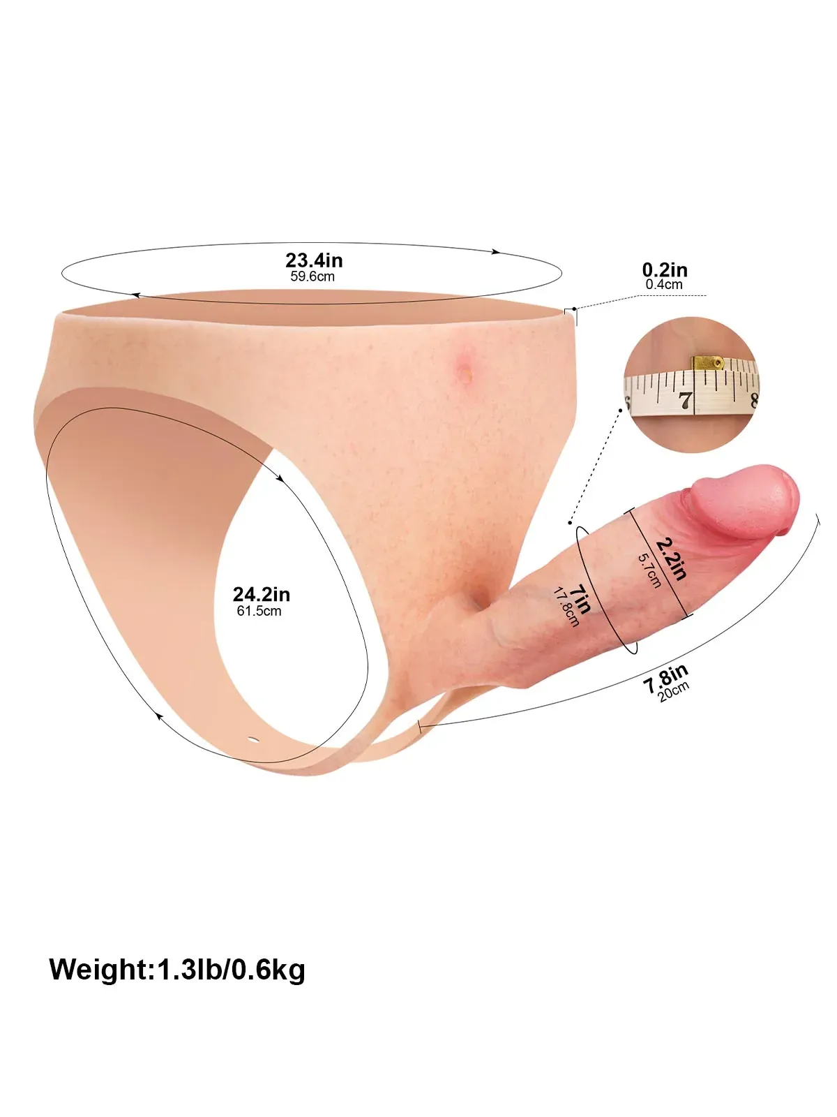 Daenerys 7.8" x 2" Wearable Hollow Penis Extension Sleeve for ED Support