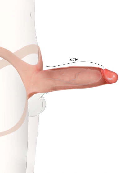 7.5" x 2" Hollow Strap-On with Penis Extension Sleeve For Women, Men, and Couples • ED Support • Wearable Design