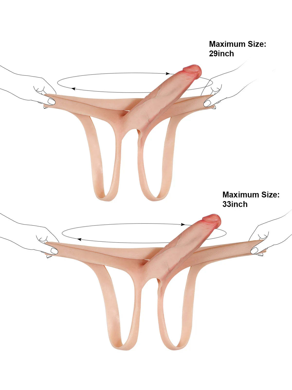 7.5" x 2" Hollow Strap-On with Penis Extension Sleeve For Women, Men, and Couples • ED Support • Wearable Design