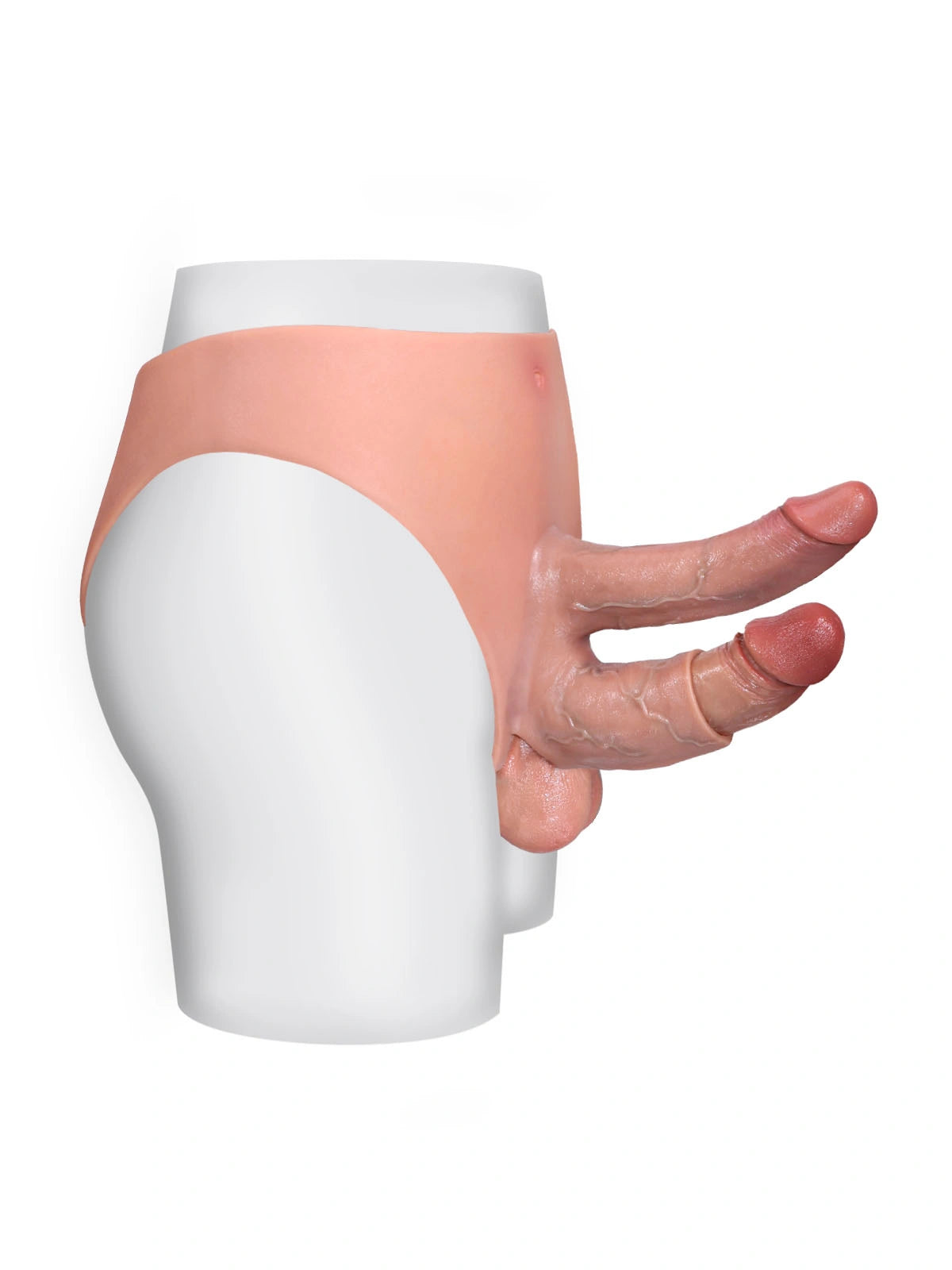 Jax | 6.5" x 1.6"  Double Penetration Strap-On Brief Wearable Dildo + Hollow Penis Sleeve