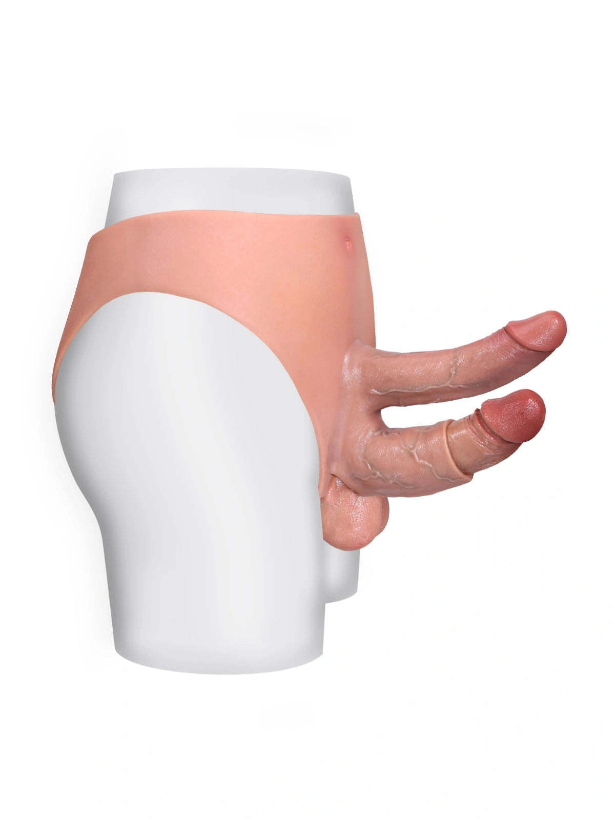 Jax | 6.5" x 1.6"  Double Penetration Strap-On Brief Wearable Dildo + Hollow Penis Sleeve