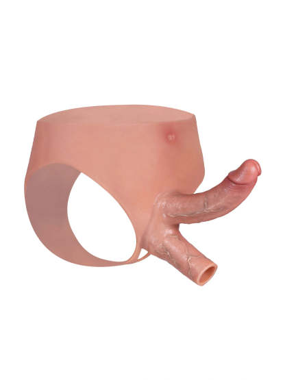 Jax | 6.5" x 1.6"  Double Penetration Strap-On Brief Wearable Dildo + Hollow Penis Sleeve