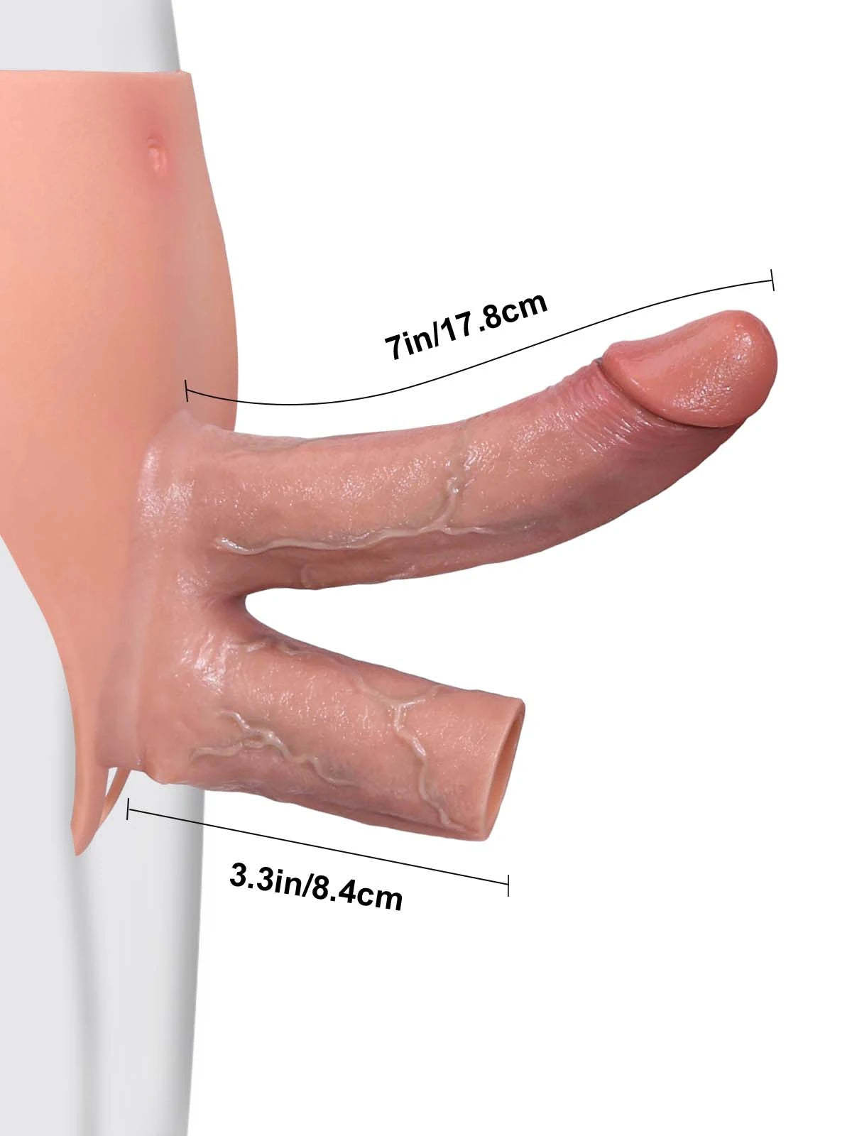 Jax | 6.5" x 1.6"  Double Penetration Strap-On Brief Wearable Dildo + Hollow Penis Sleeve