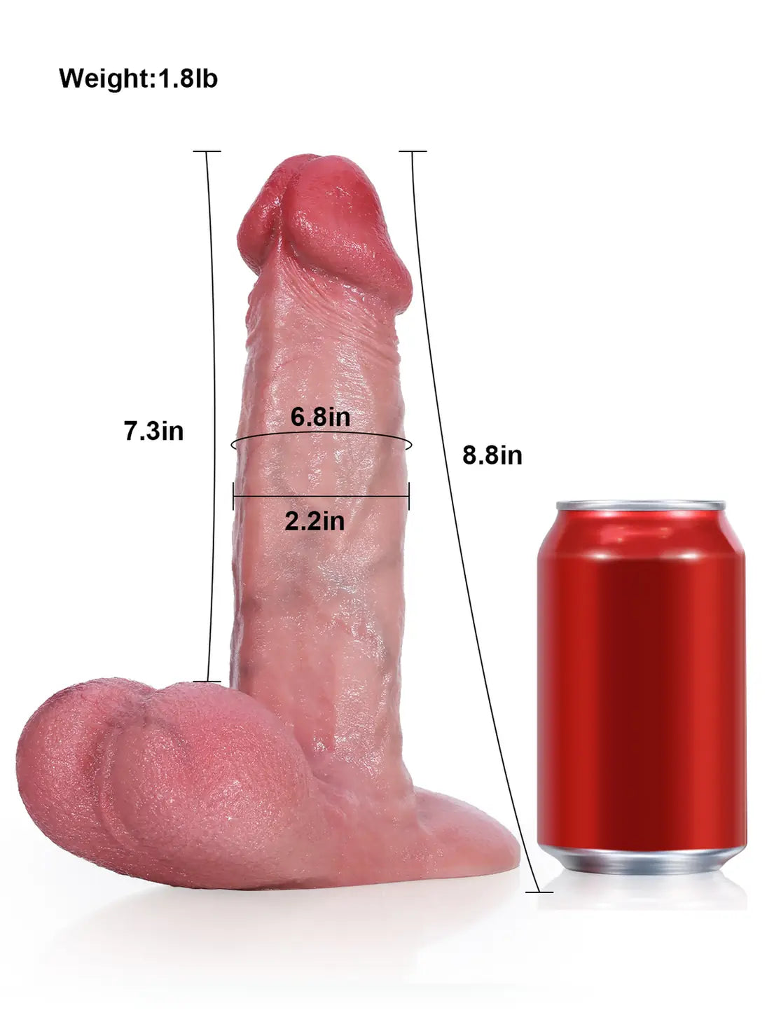 Stephen 8.8" x 2.2" Smooth Control Dildo with Pink Glans and Texture