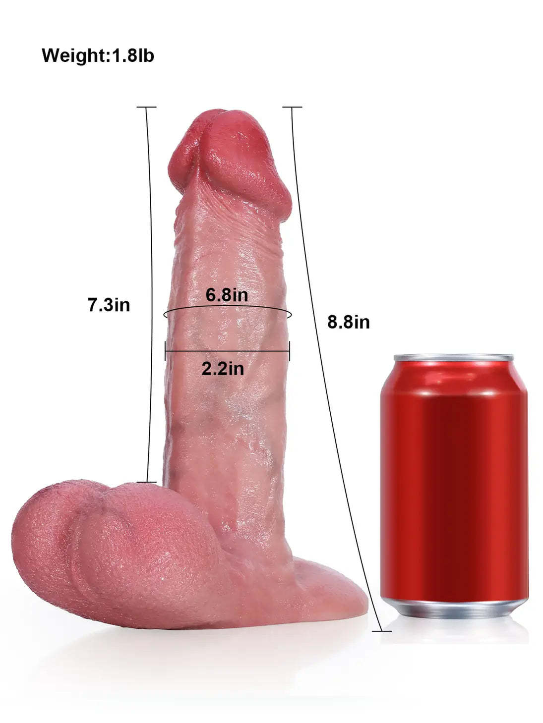 Stephen 8.8" x 2.2" Smooth Control Dildo with Pink Glans and Texture
