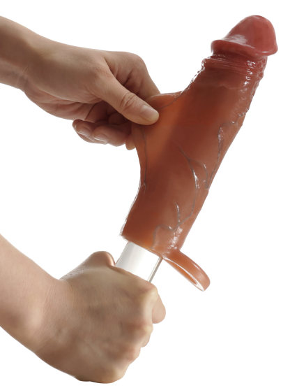 Kimi 7.4” x 1.8” Brown Sliding Skin Vibrating Penis Extension