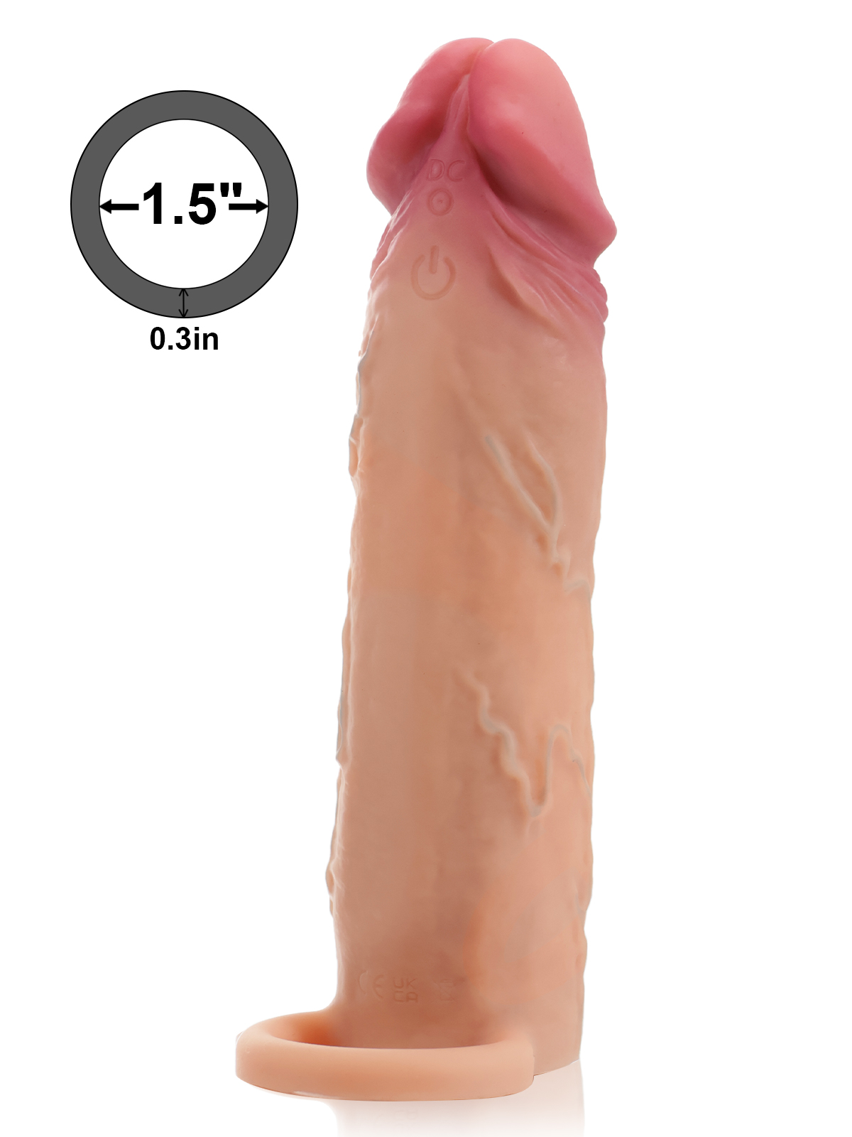 Kimi 7.4” x 1.8” Flesh Sliding Skin Vibrating Penis Extension