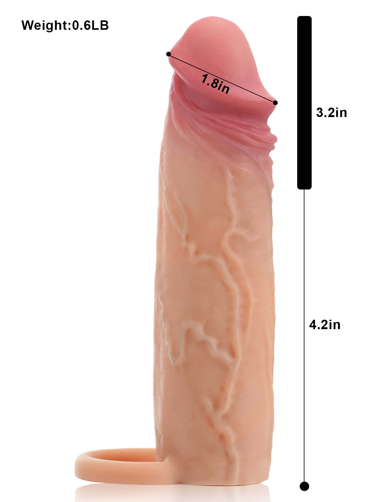 Stuart 7.4" x 1.8" Flesh Sliding Skin Vibrating Cock Sleeve