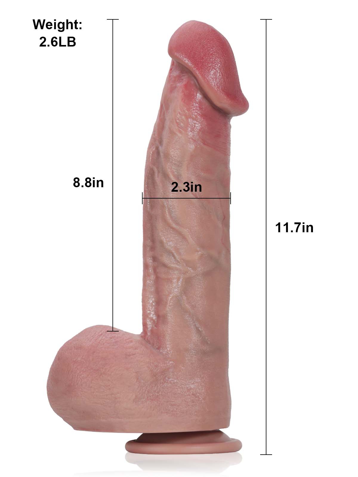 Jayson Thick Huge Mushroom Head Glans Dildo With Metal Keel - 11.7*2.3 Inch