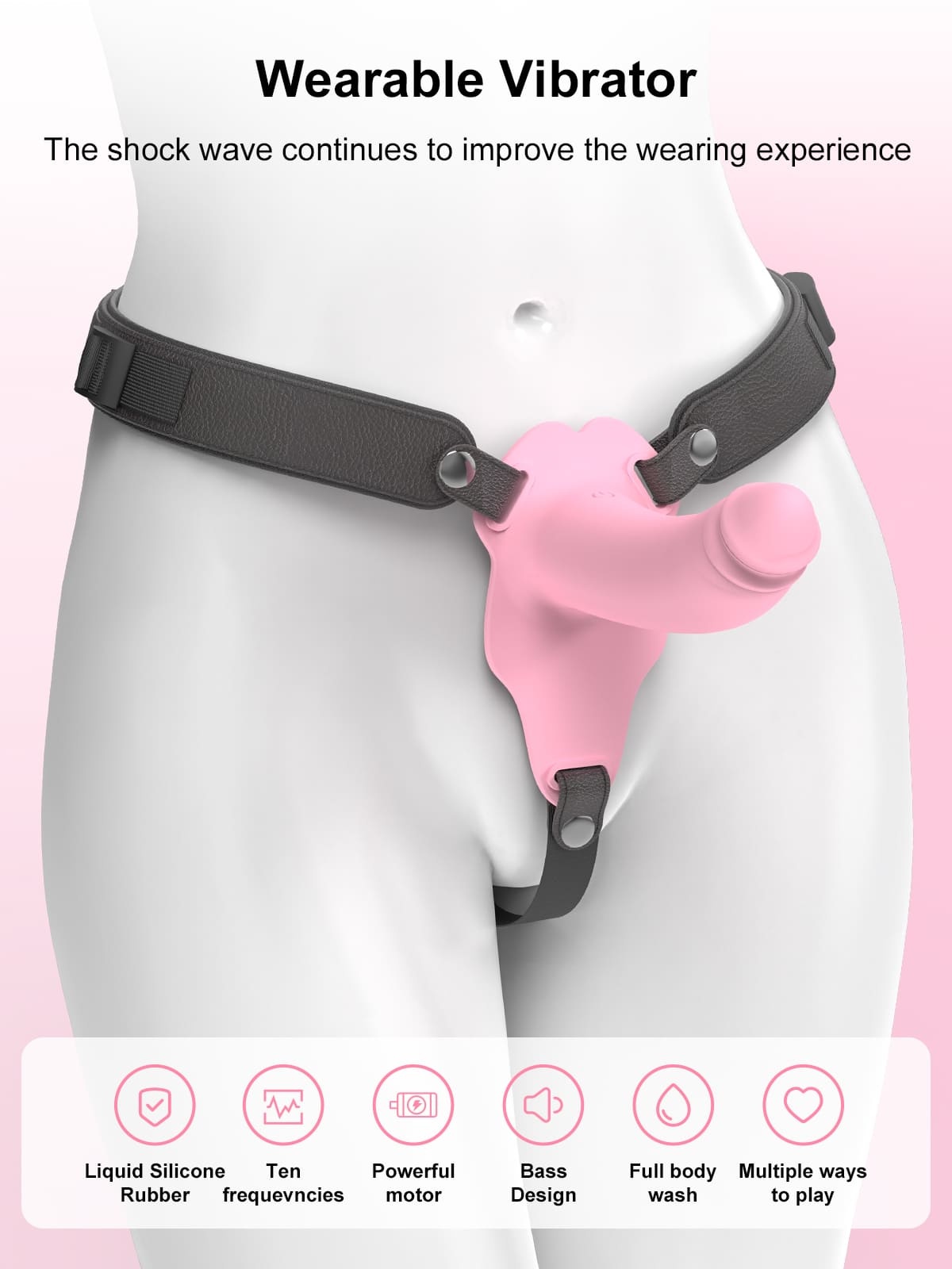 Lesbian Vibrating Strap On 10 Frequency Vibration Strap On Dildo - Wireless Remote Control