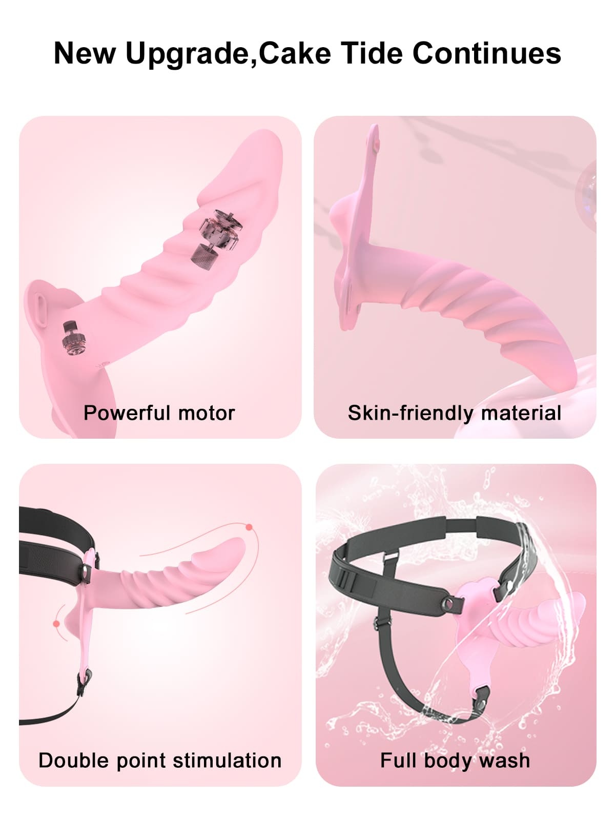 Multi-Textured Dildo Lesbian Vibrating Strap On 10 Frequency Vibration Strap On Dildo - Wireless Remote Control