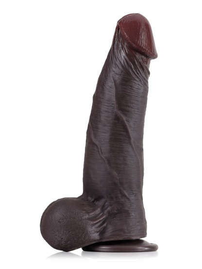 James L 9.1" - D 2.1" Black Sliding Skin Dildo With Moving Balls