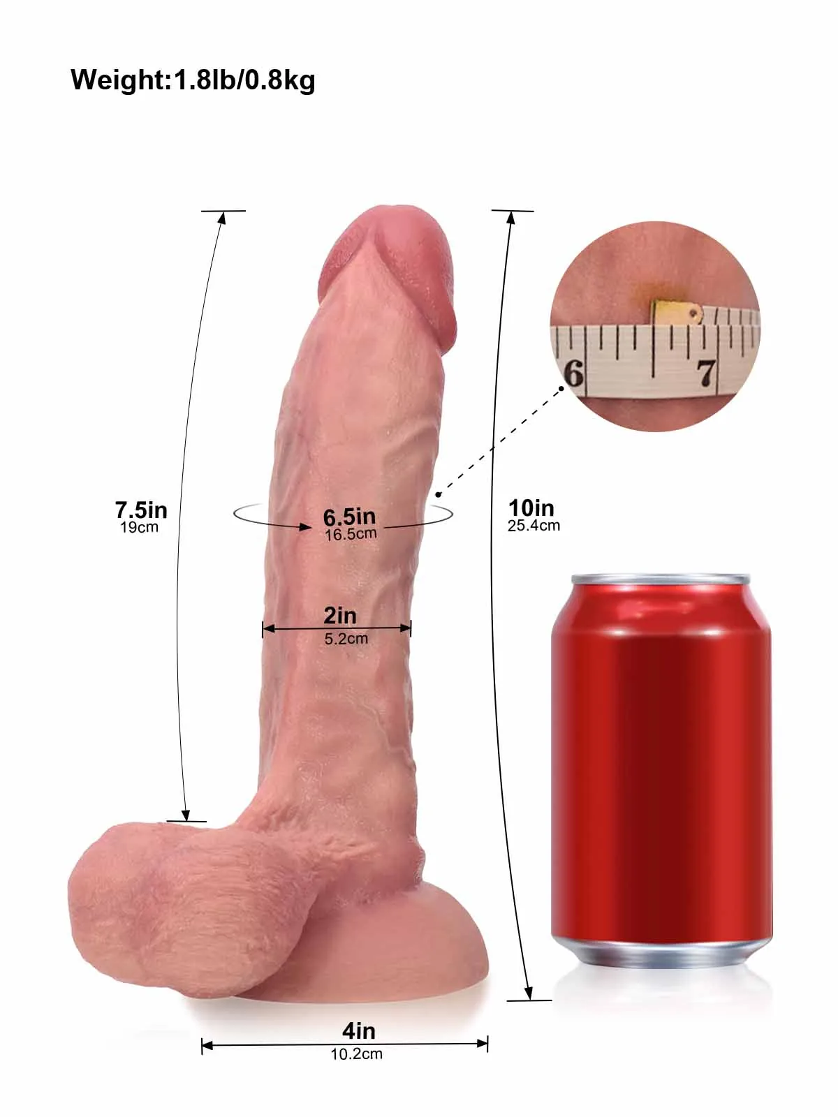 Jesse | 10" x 2" - Curved Veined Realistic Dildo with Soft Balls