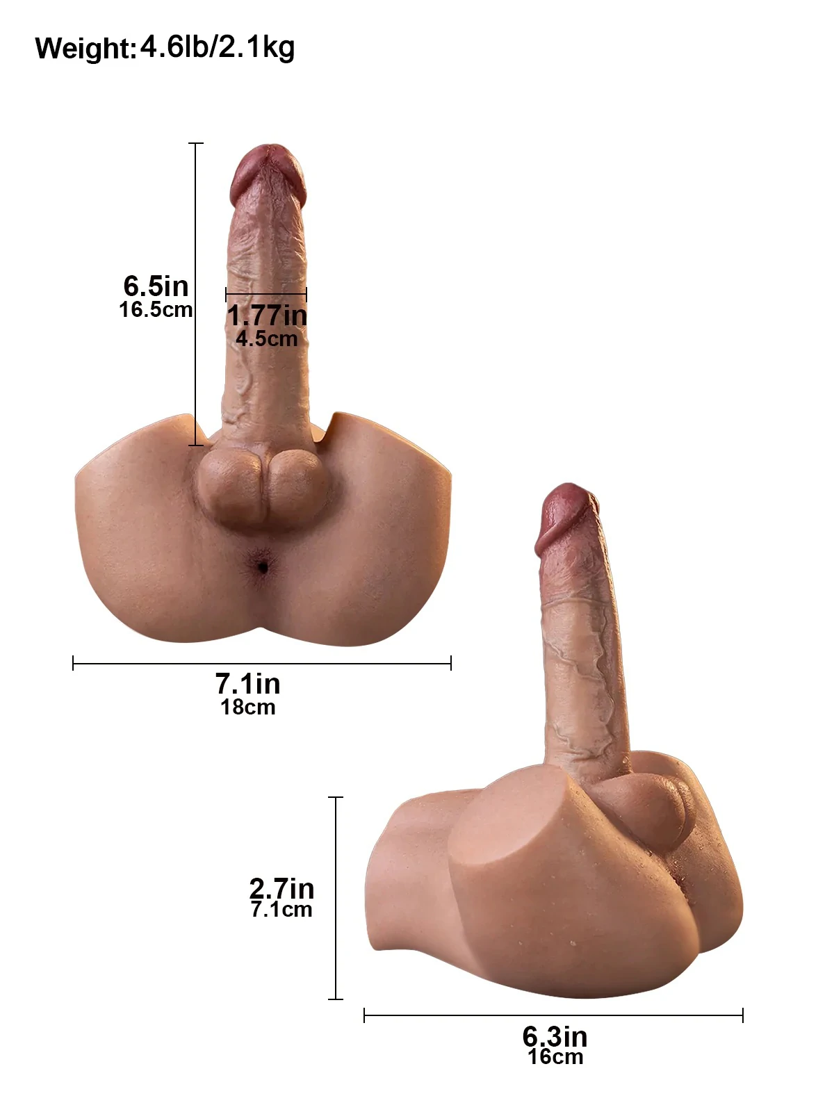 Ryder 4.6LB Small Silicone Male Sex Torso with 6.5" Big Dildo