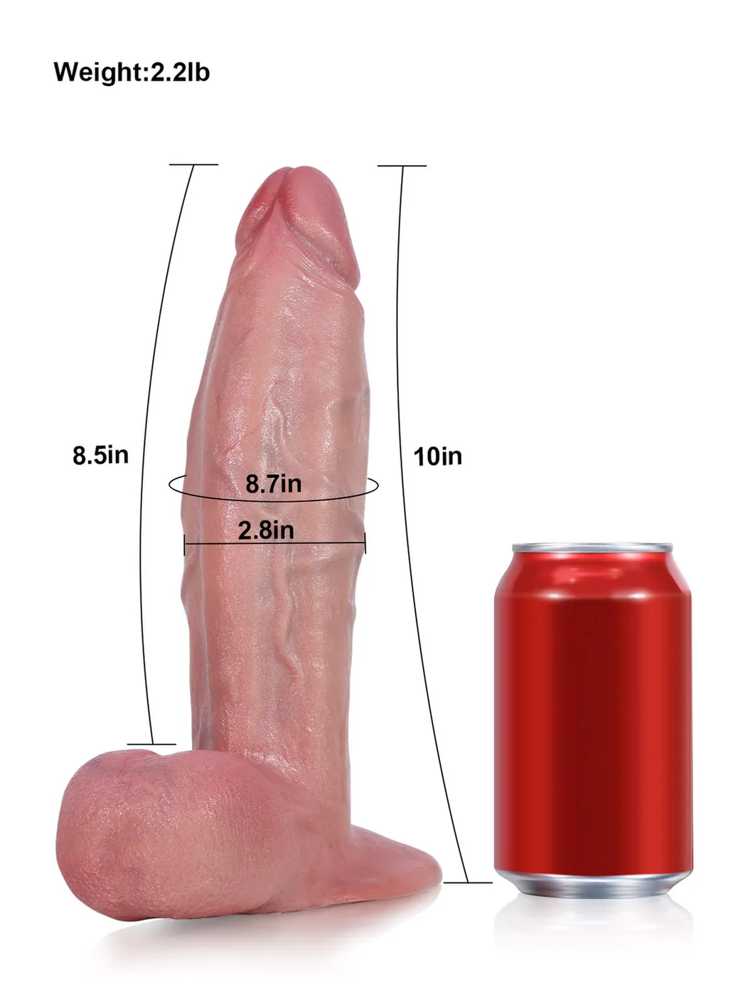 Dragon 10" x 2.8" Extra Thick Dildo With Swinging Balls & Vac U Lock Suction Cup