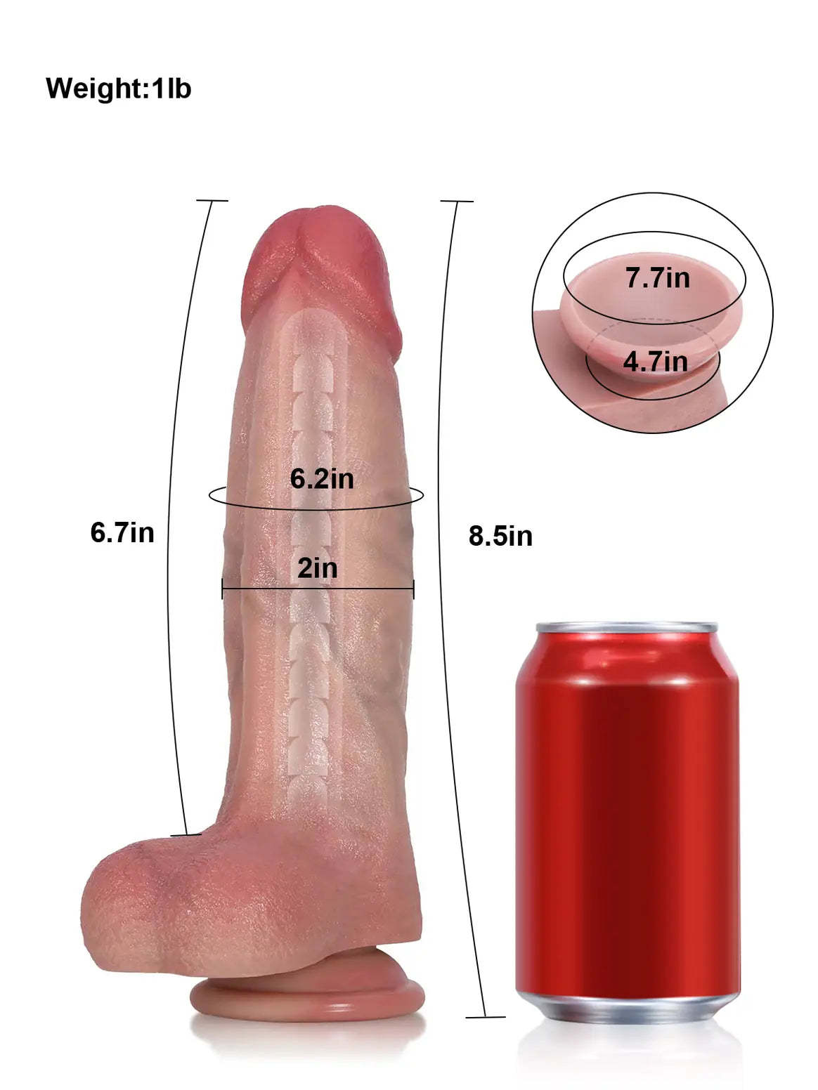 Gimli 8.5" x 2" Tapered Ridged Full Bulge Realistic Soft Touch Dildo