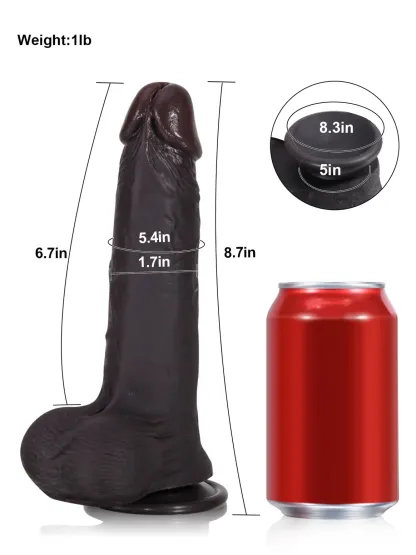  Billy 8.7” x 1.7” Black Sliding Skin Dildo With Moving Balls