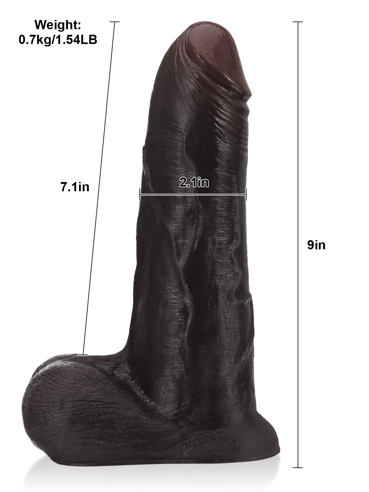 Phantom II BBC Blakc Thick Sliding Skin Vac-U-Lock Dildo With Moving Balls & Vac U Lock Suction Cup - 9*2 Inch