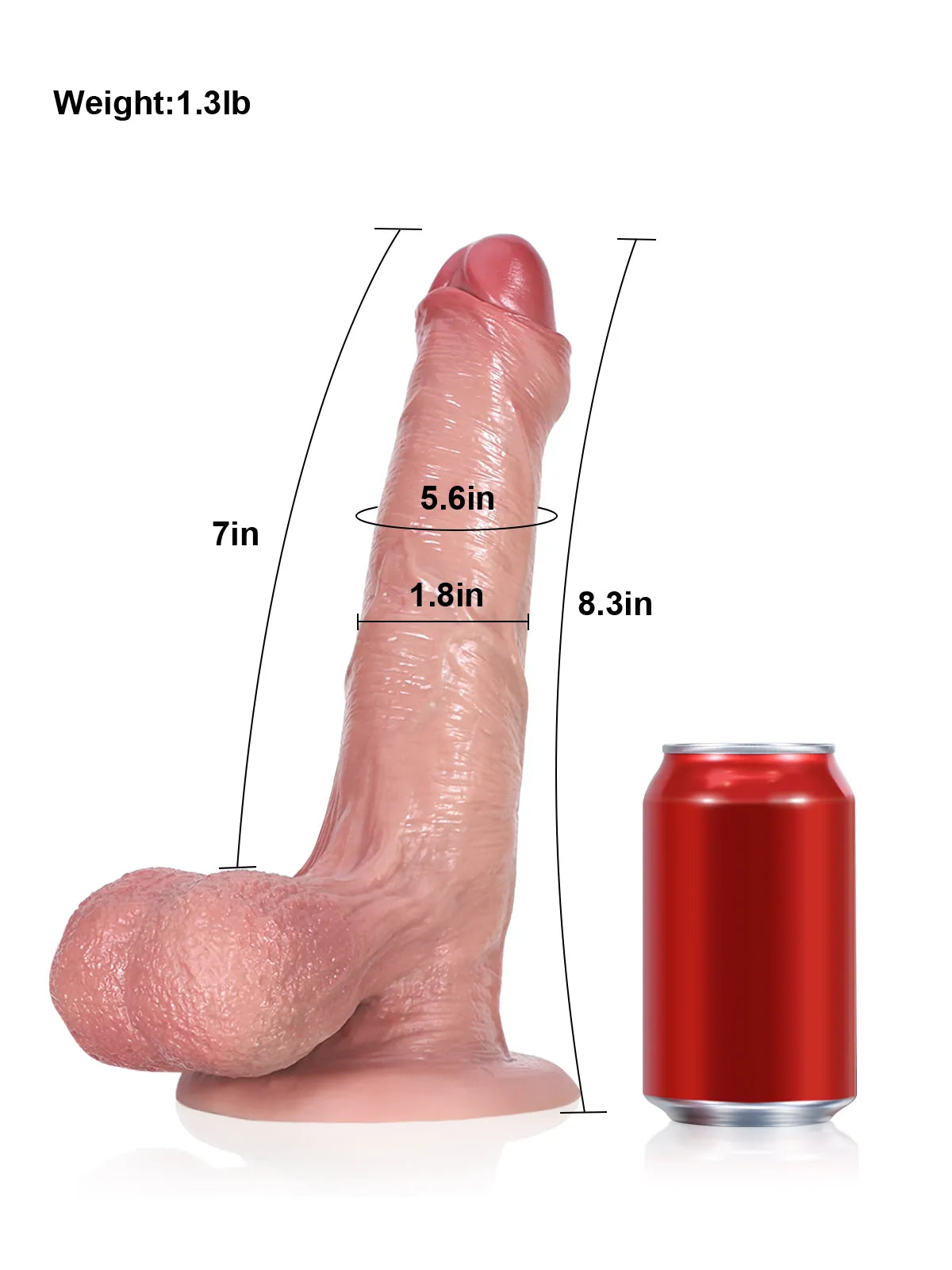 Chris 8.3" x 1.8" - Uncircumcised Dildo With Swinging Saggy Balls &  Metal Keel Bendable