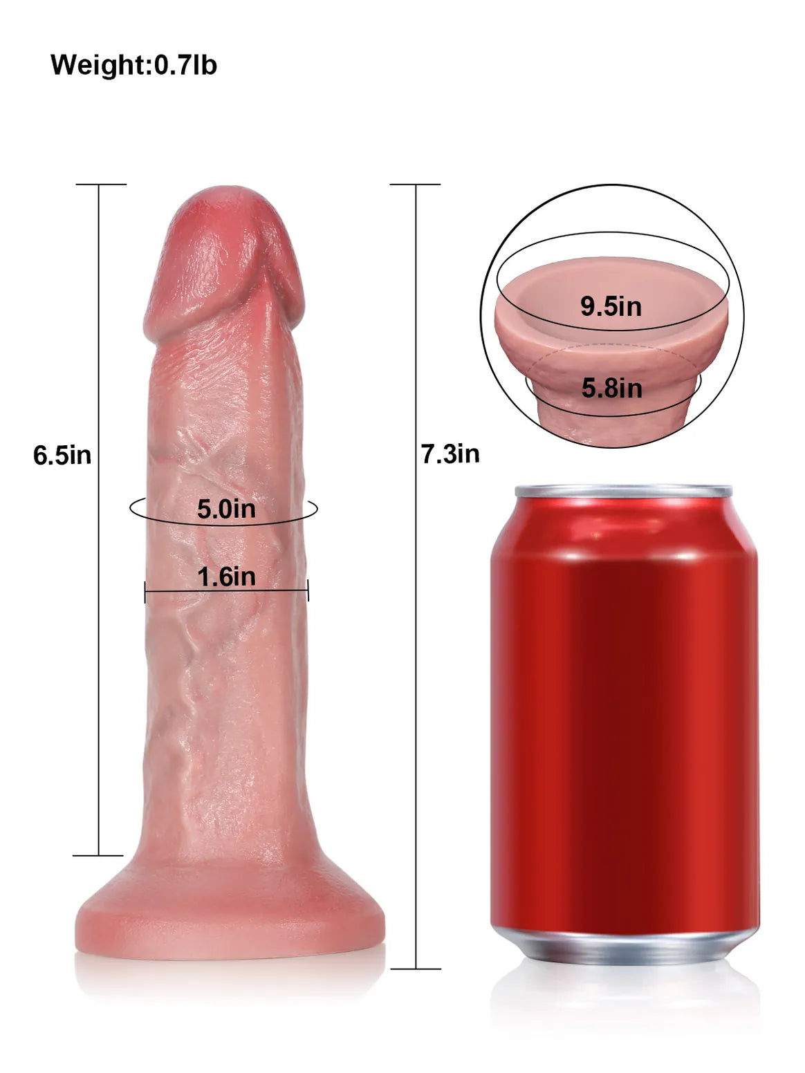 Dary 7.3" x 1.6" - Flesh Skin No Balls Real Life Dildo Soft Dildo