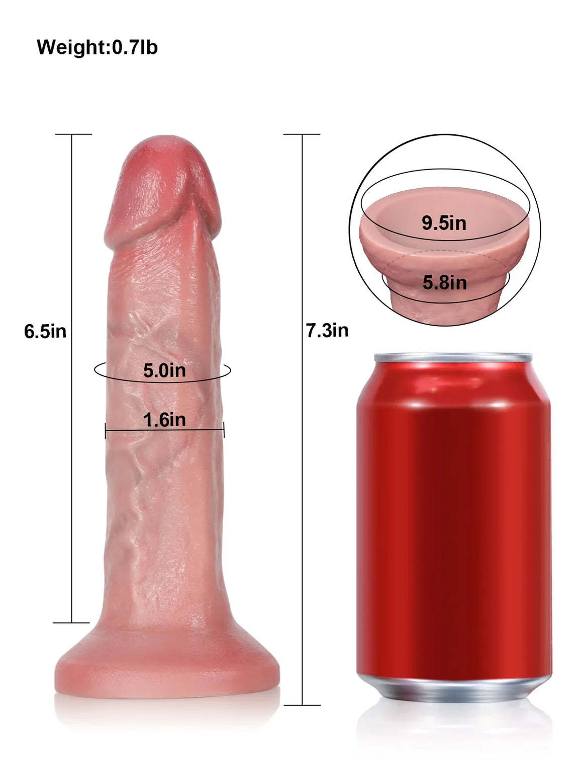Dary 7.3" x 1.6" - Flesh Skin No Balls Real Life Dildo Soft Dildo