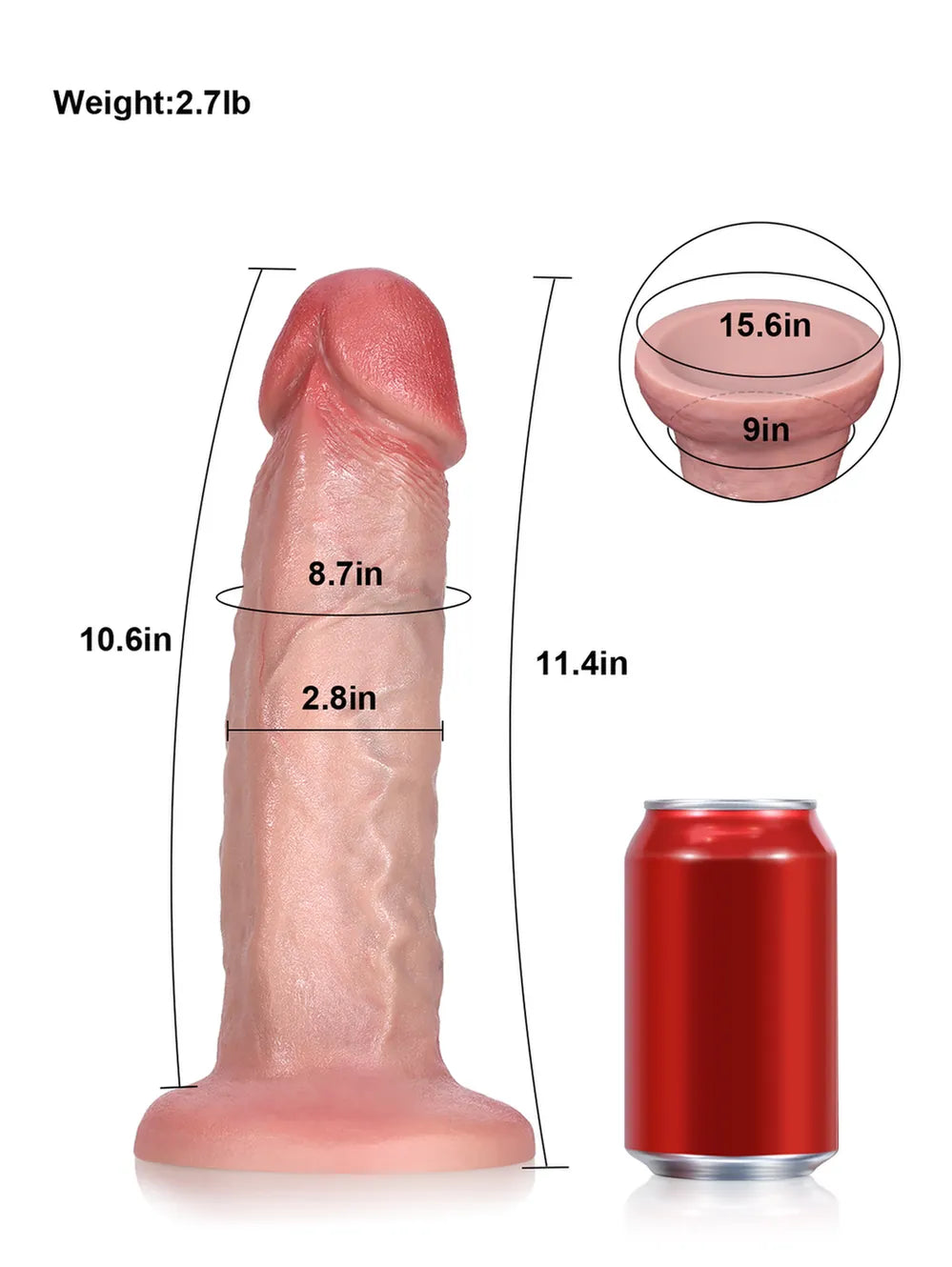 David 11.4" x 2.8" - Extra Huge Thick Dual Density Anal Dildo