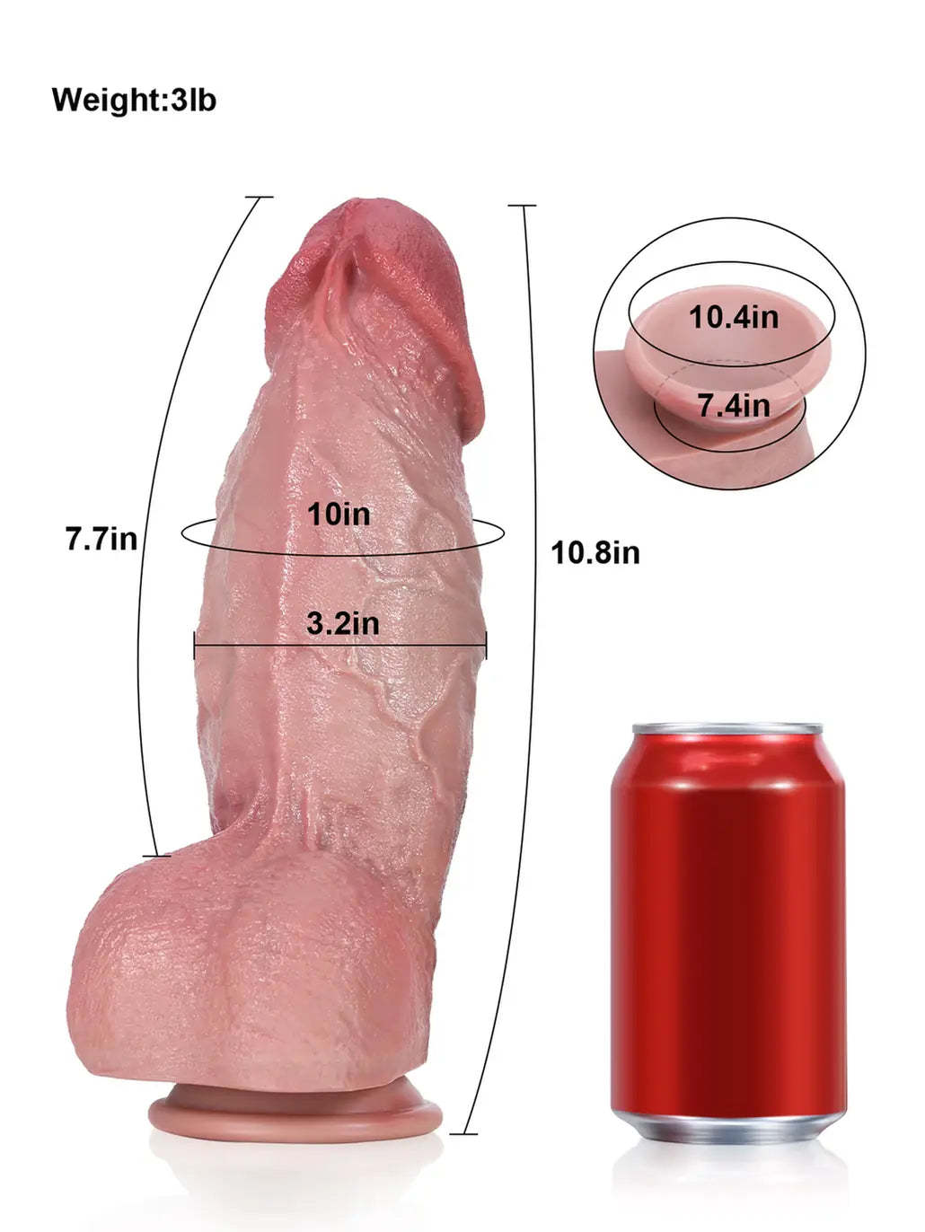 Diego 10.8" x 3.2" -XL Flesh Extra Realistic Huge And Thick Anal Dildo