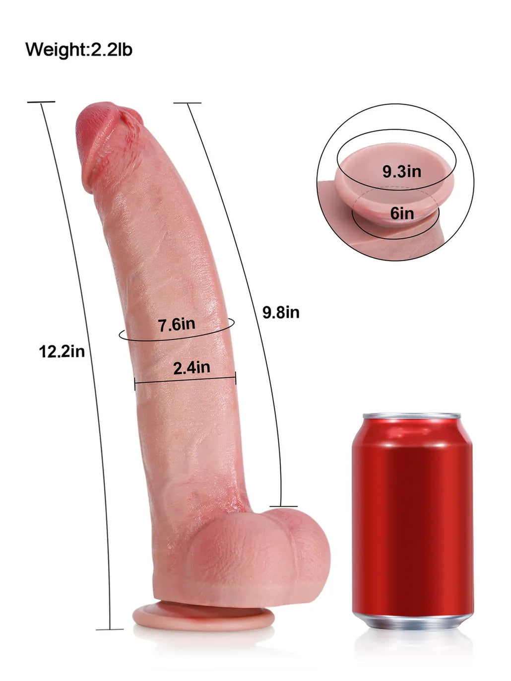 Farid 12.2" x 2.4" - Huge Dildo Soft Skin Dick  With Metal Keel