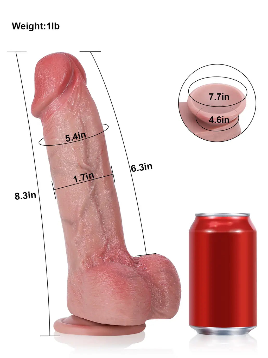Jake 8.3" x 1.7" - G Spot Flesh Curved Dildo With Metal Keel Bendable