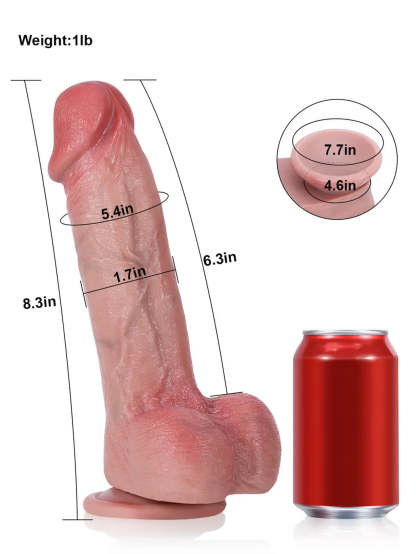 Jake 8.3" x 1.7" - G Spot Flesh Curved Dildo With Metal Keel Bendable