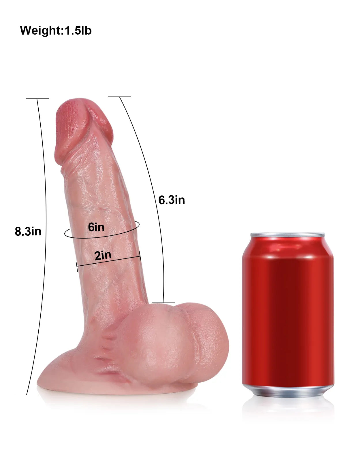 John 8.3" x 2" - Thick White Realistic Feeling Dildo With Big Balls