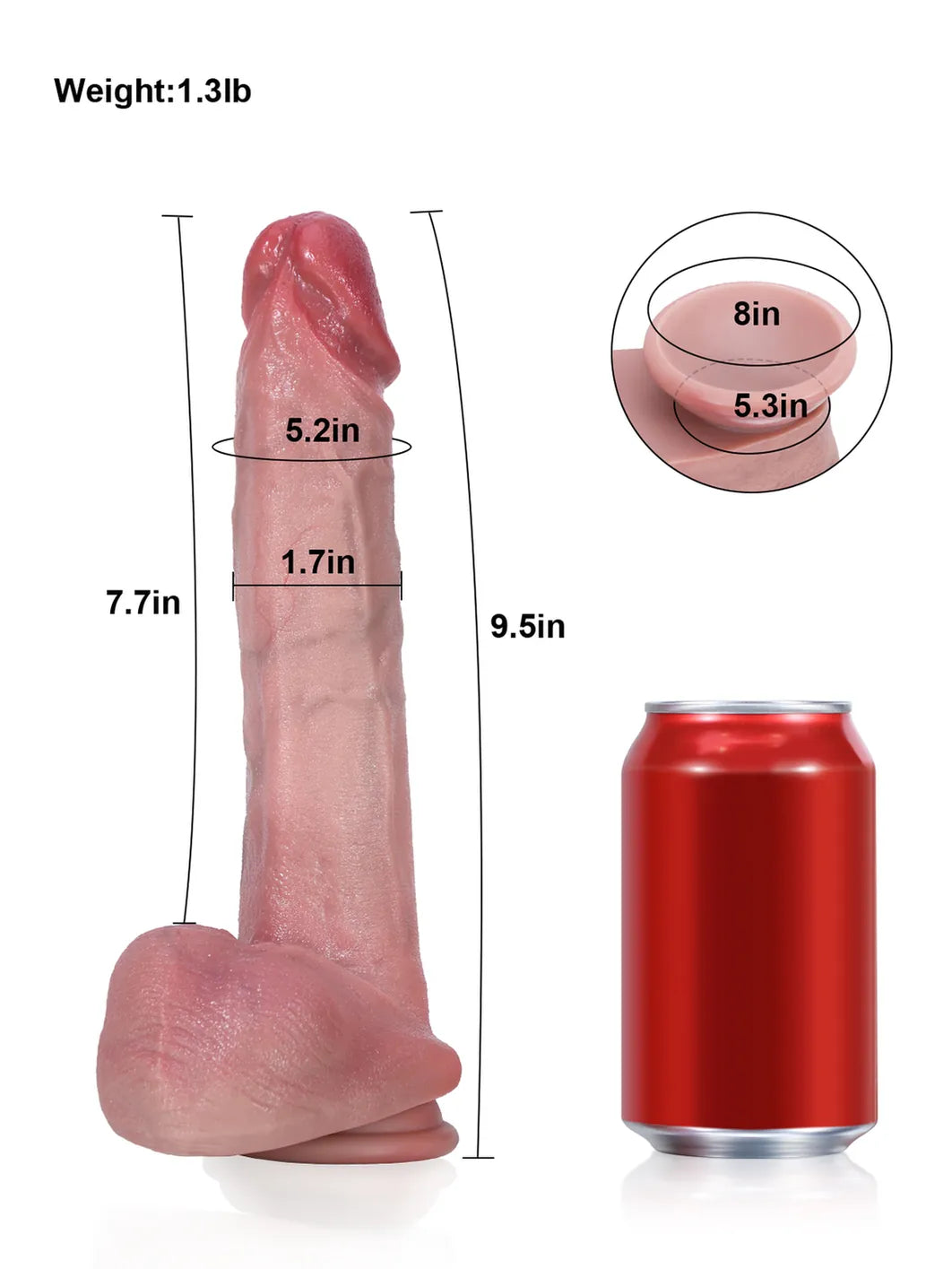 Sean 9.5" x 1.7" - Flesh Most Realistic Slender Dildo With Sexy Glans