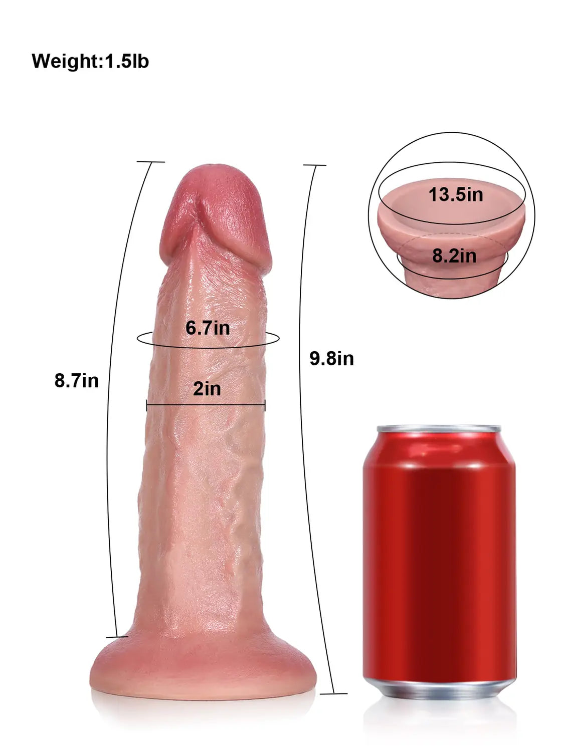 Tony 9.8" x 2" - Dildo Real Flesh Skin Huge Thick Dildo