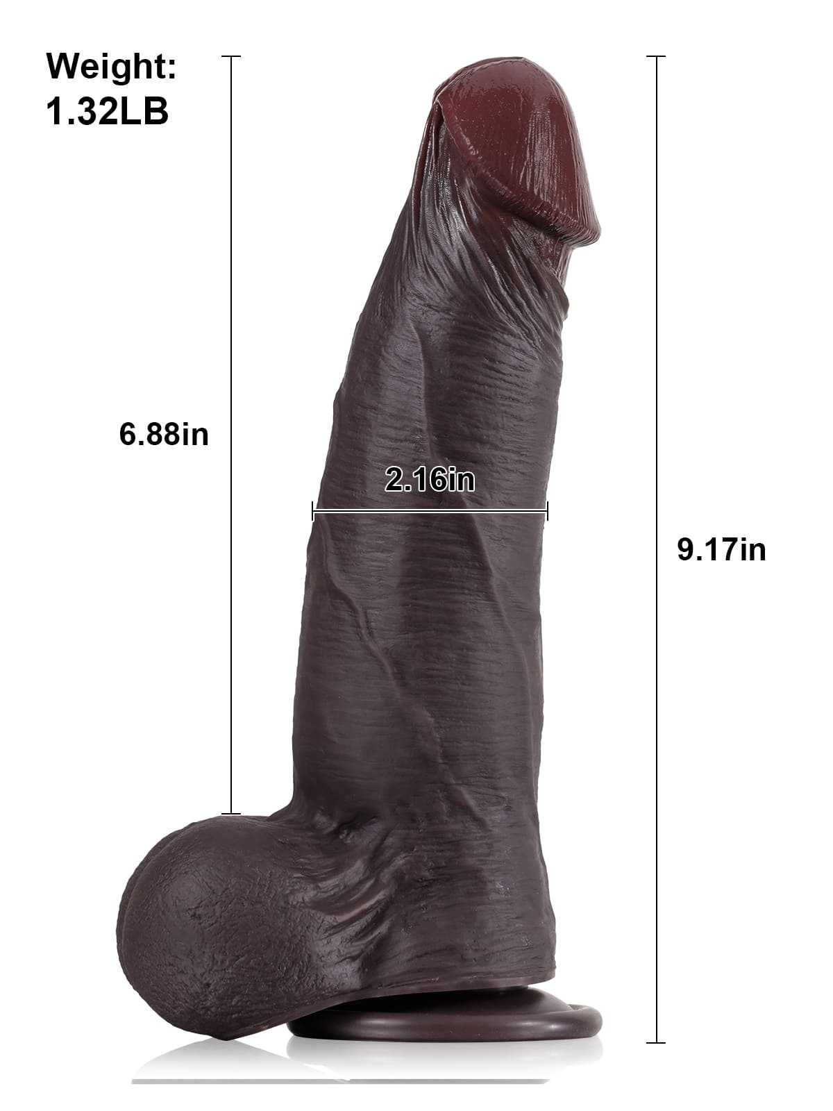 James L 9.1" - D 2.1" Black Sliding Skin Dildo With Moving Balls