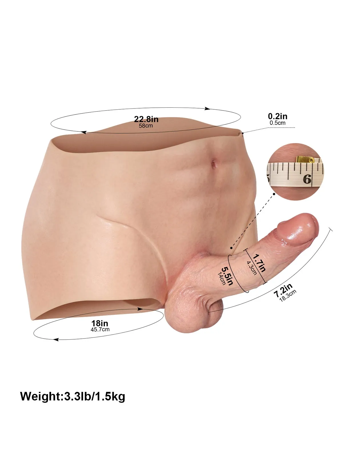 Beck 7.2" x 1.7" Full-Wrap Silicone Strap-On Underwear with Realistic Dildo Design