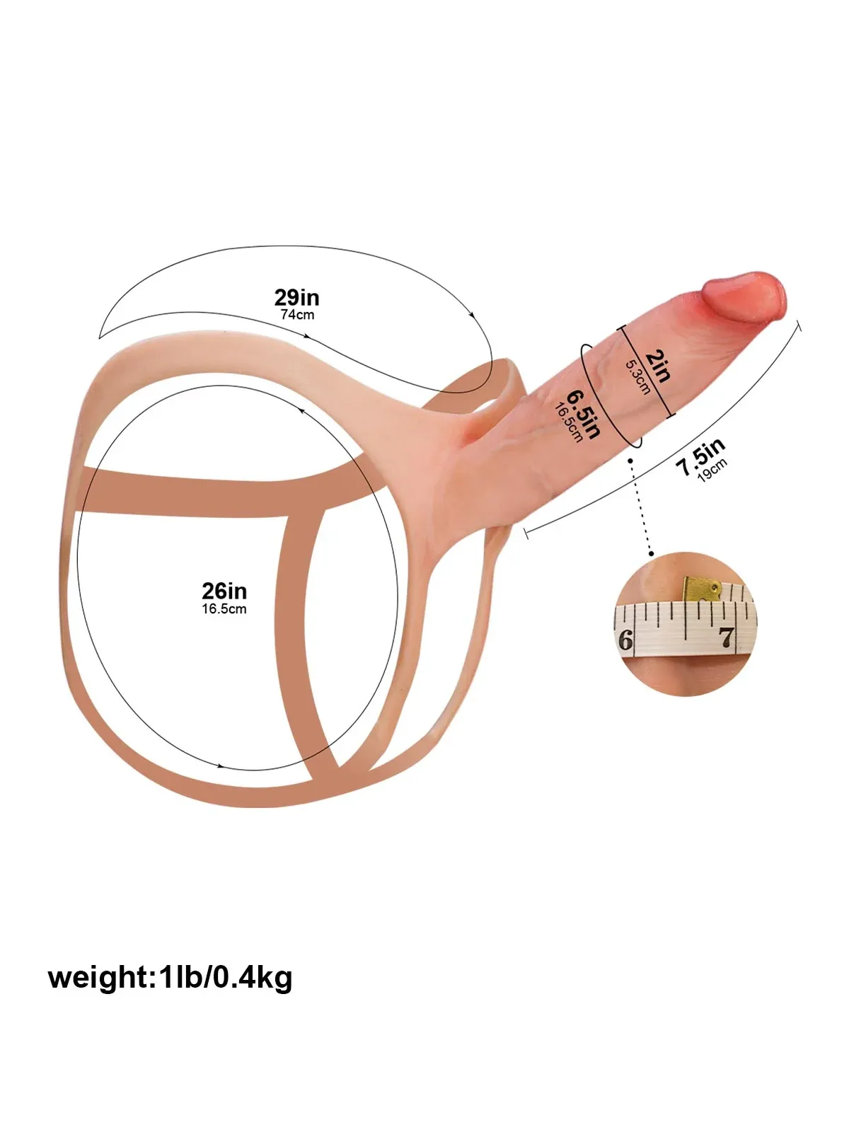 Emberfall 7.5" x 2" Hollow Ultra Slim Open Ball Realistic Wearable Dildo