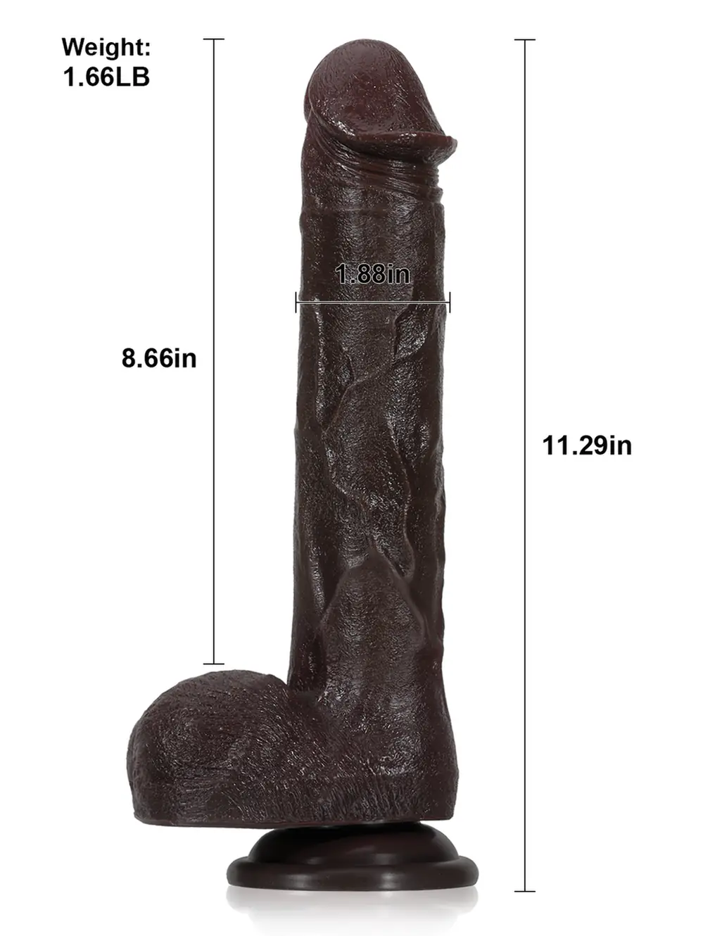 Adrianus  11" x 1.9" Black Big Vibrating Thrusting Dildo 7 Modes Thrusting & 3 Modes Vibrating