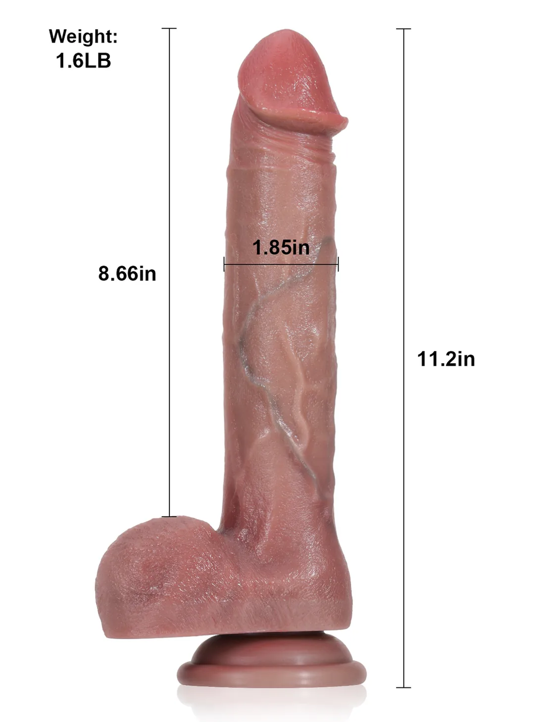 Adrianus  11" x 1.9" Flesh Big Vibrating Thrusting Dildo 7 Modes Thrusting & 3 Modes Vibrating