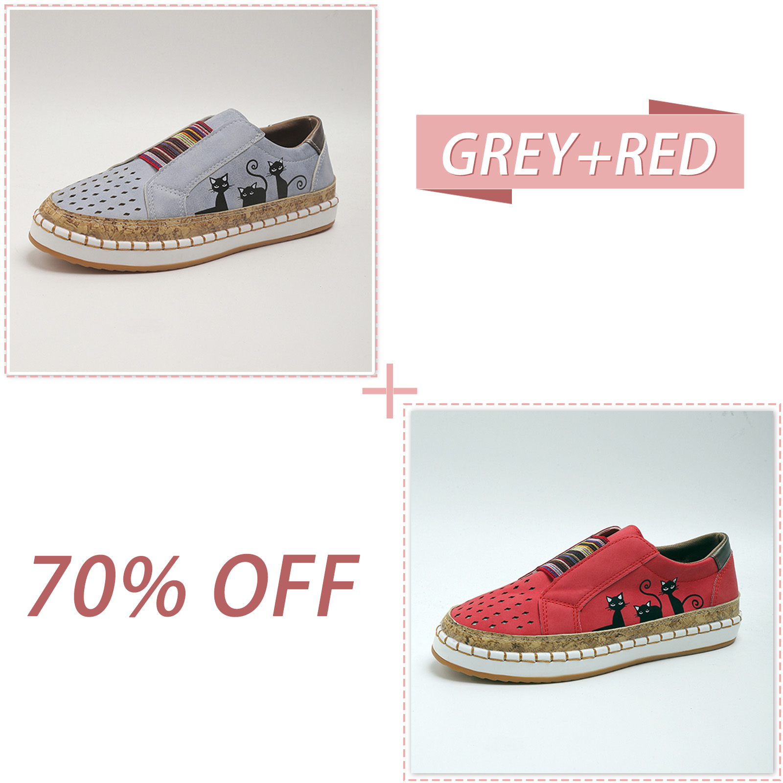 🔥LAST DAY 70% OFF - Women Comfortable Hollow Lightweight Low Top Slip On