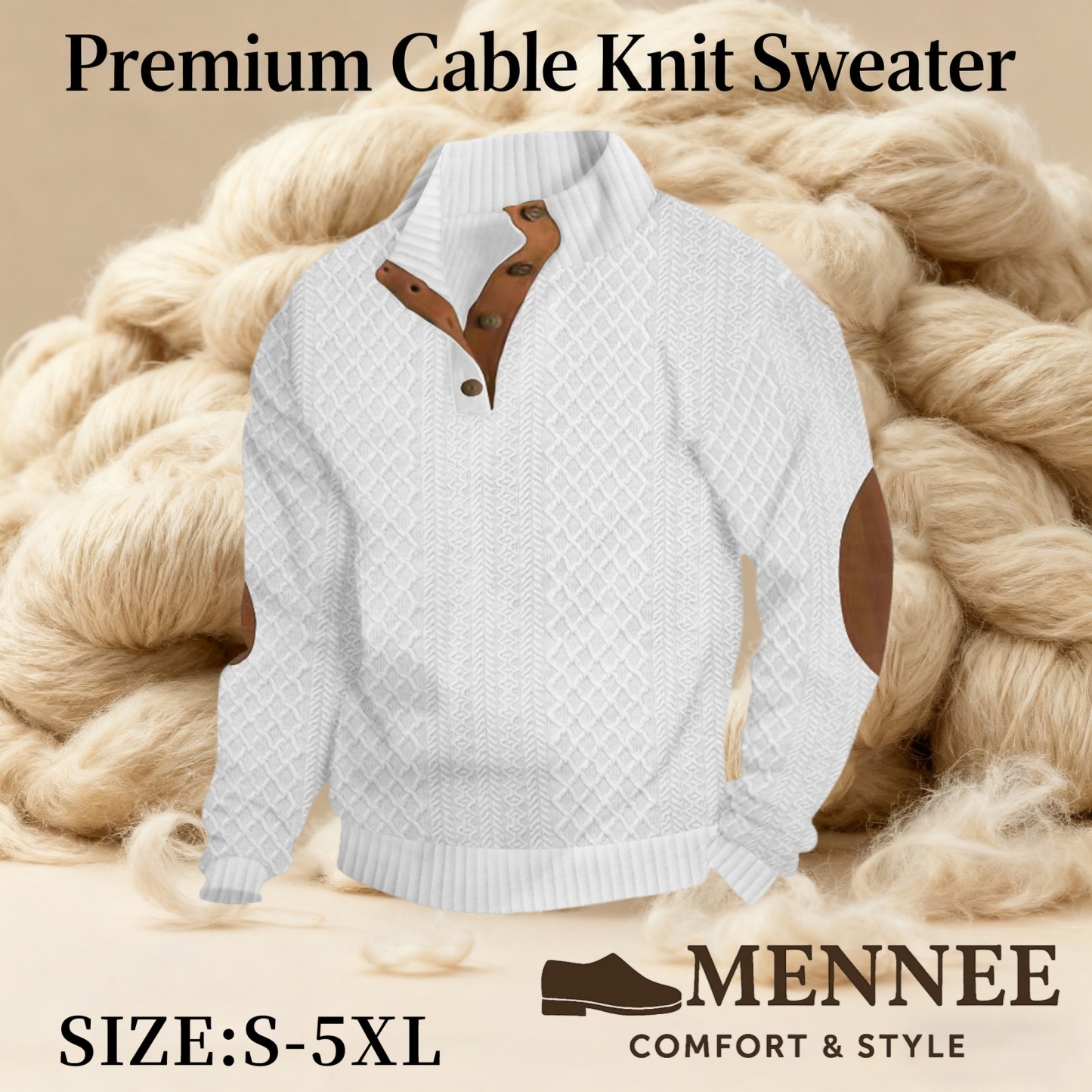 🔥Last Day 90% OFF- Mennee Premium Cable Knit Sweater -  Luxurious Cashmere-Like Texture, Soft Warm Pullover, Sizes S-5XL