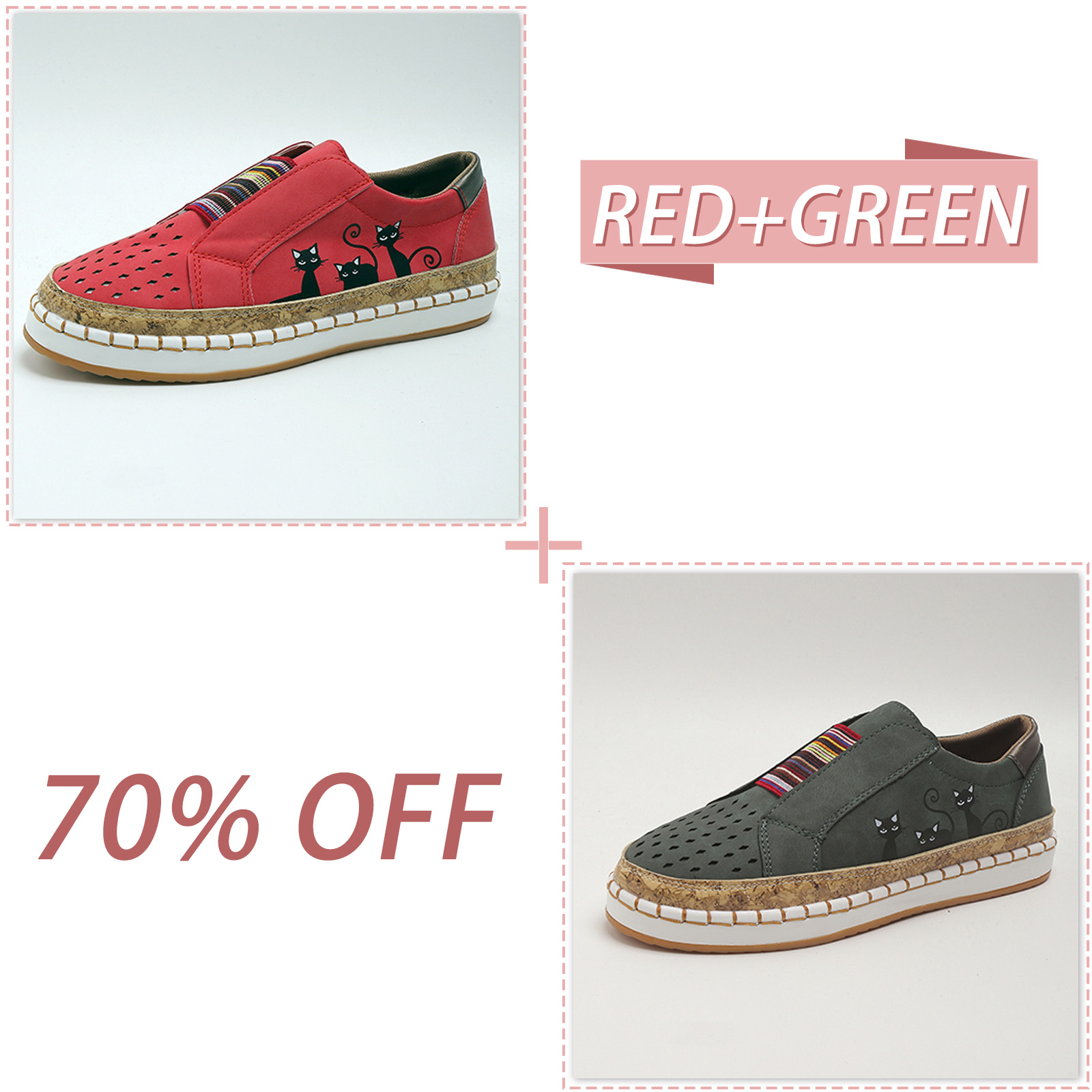 🔥LAST DAY 70% OFF - Women Comfortable Hollow Lightweight Low Top Slip On