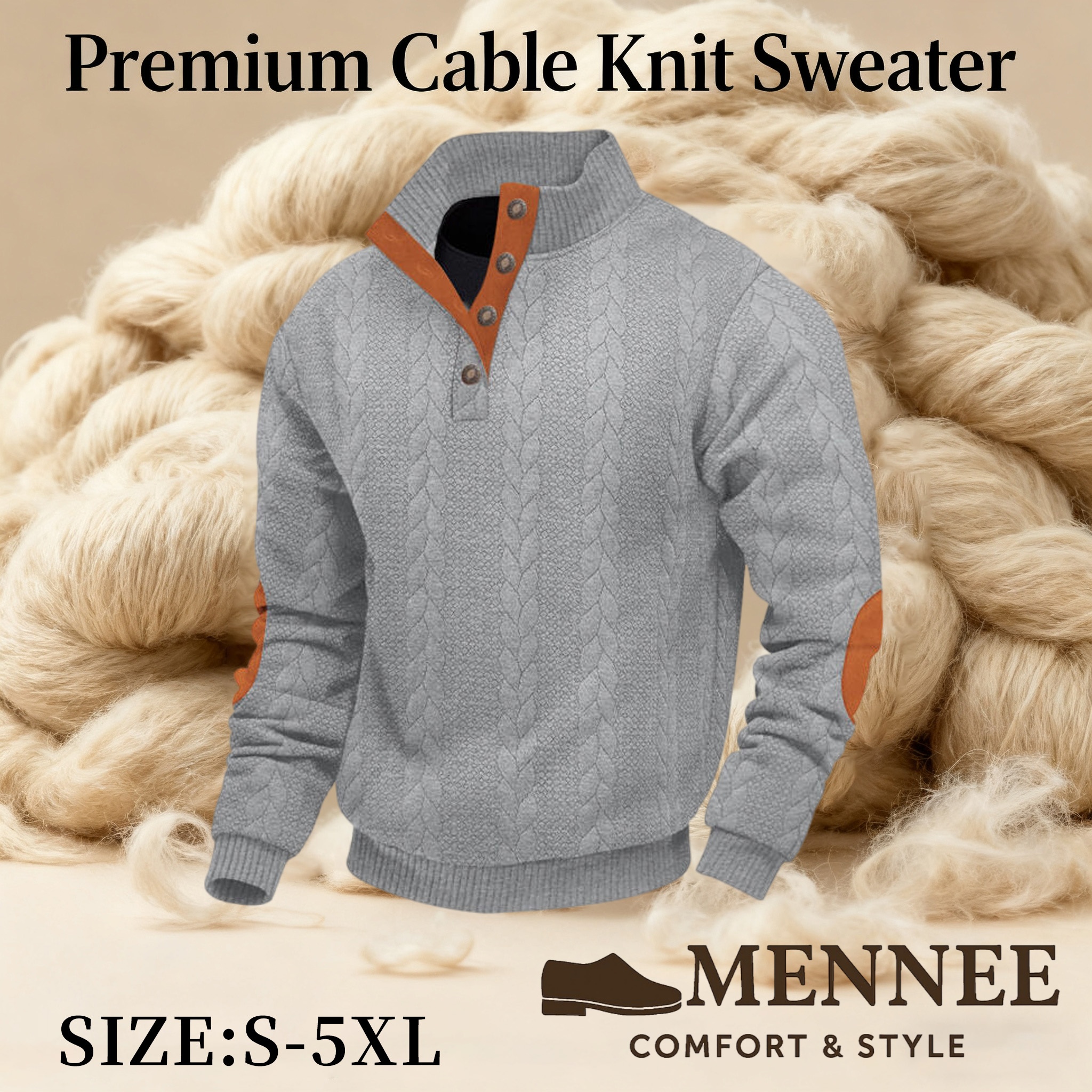 🔥Last Day 90% OFF- Mennee Premium Cable Knit Sweater -  Luxurious Cashmere-Like Texture, Soft Warm Pullover, Sizes S-5XL