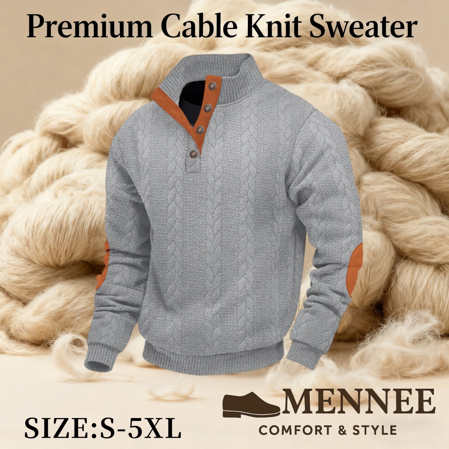 🔥Last Day 90% OFF- Mennee Premium Cable Knit Sweater -  Luxurious Cashmere-Like Texture, Soft Warm Pullover, Sizes S-5XL