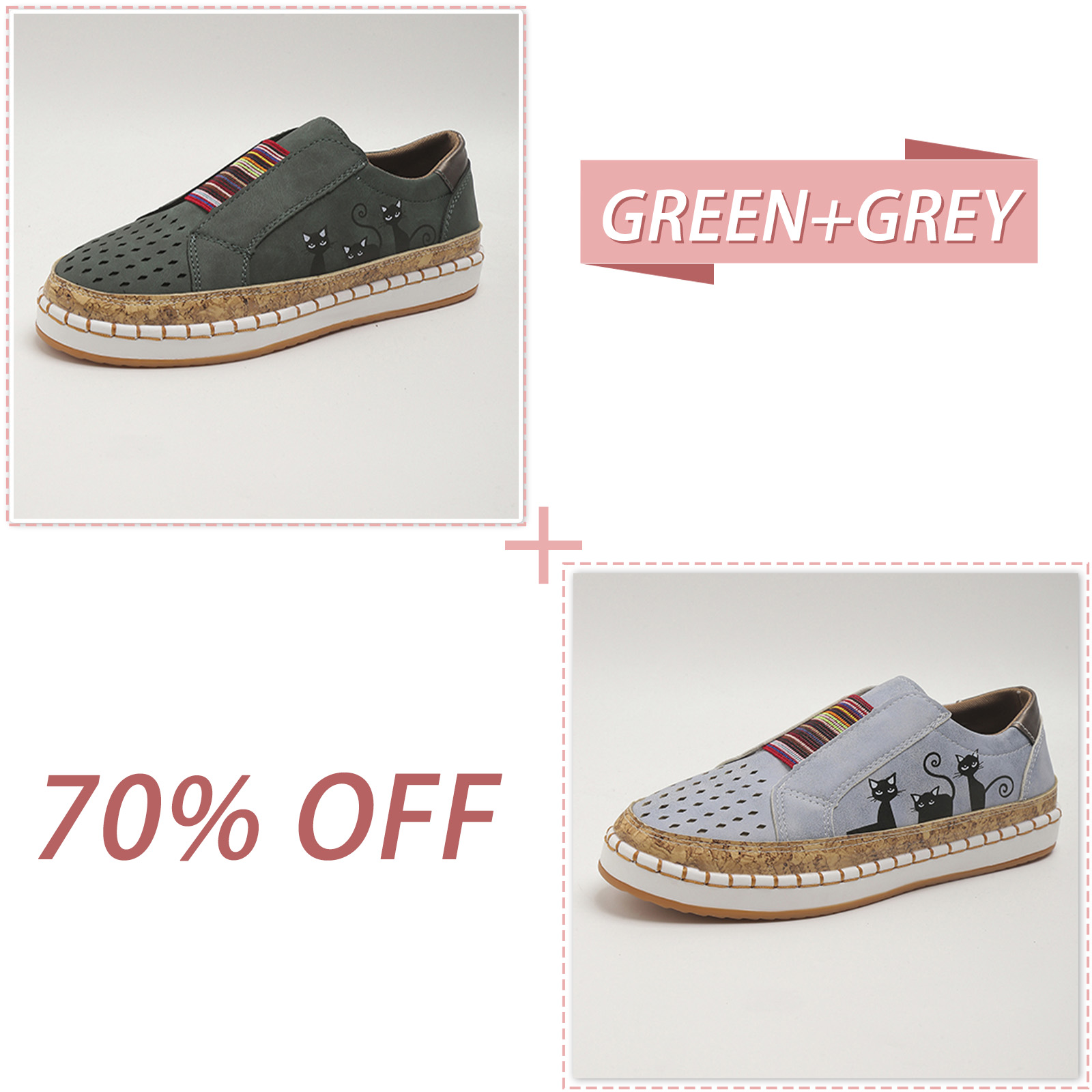 🔥LAST DAY 70% OFF - Women Comfortable Hollow Lightweight Low Top Slip On