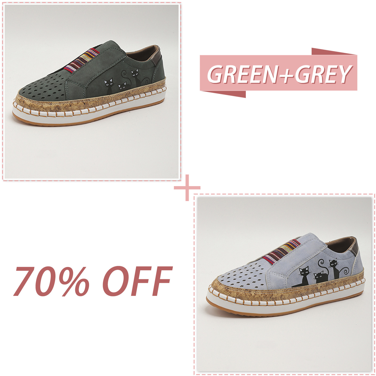 🔥LAST DAY 70% OFF - Women Comfortable Hollow Lightweight Low Top Slip On